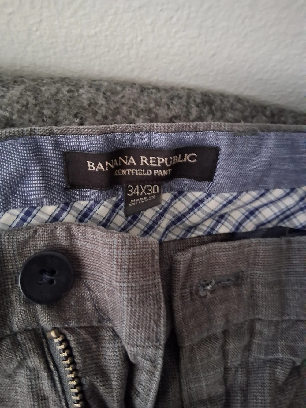 Banana Republic Gray Plaid Kentfield Pants 34x30 - Picture 2 of 2